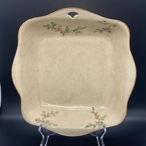 Vintage Vermont Mountain Meadows Pottery Square Ceramic Hand Stamped Baking Dish