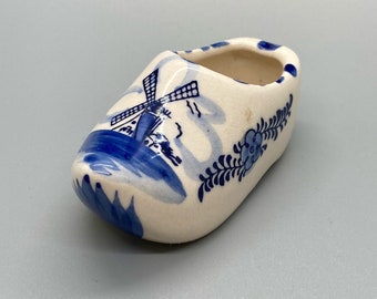 Hand Painted Blue Delft Ceramic Windmill Clog