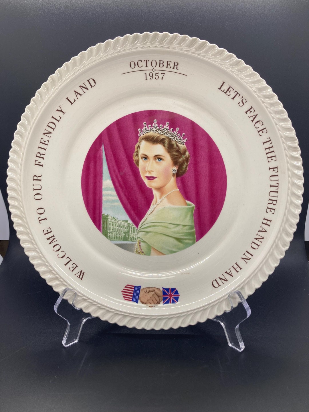 Visit Plate Vintage 1957 Commemorative Queen Elizabeth Royal Visit Plate - Etsy