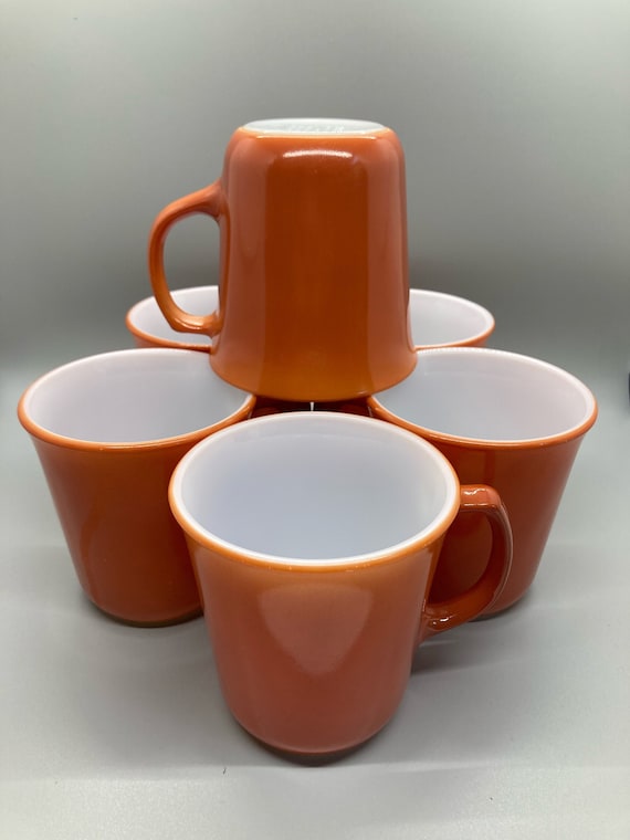 Six Vintage 1960/70's Pyrex Burnt Orange Coffee Mugs - Etsy