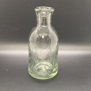 Vintage Blown Art Glass Bottle with Etching