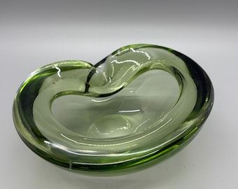 Vintage MCM Green Art Glas Aschenbecher