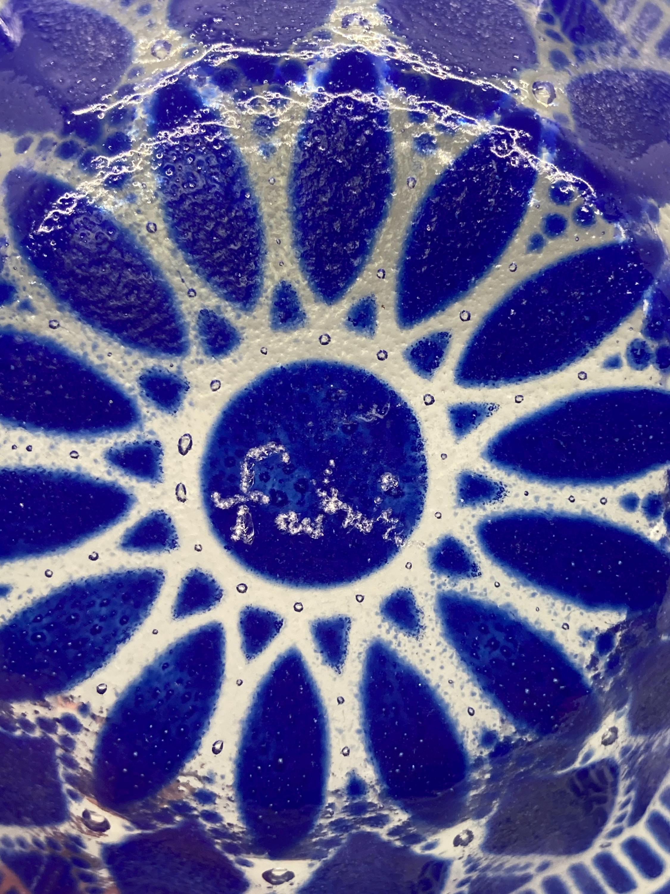 Vintage Sydenstricker Cobalt Blue and Clear Fused Glass Bowl and
