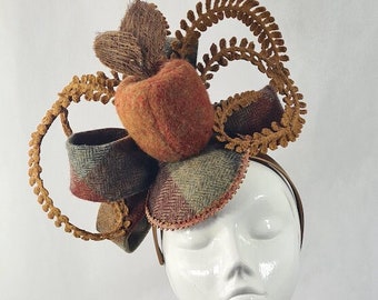 Apple & Tweed Wool Felt Fascinator for Wedding, Races, Royal Garden Party, Special Occasion