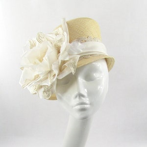 Cream Parisisal Floral Cloche Hat Wedding Hat Royal Ascot Races Special Occasion Headwear