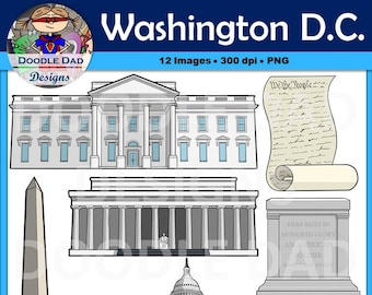 Washington D.C. Clip Art (Capitol Building, Washington Monument, White House)