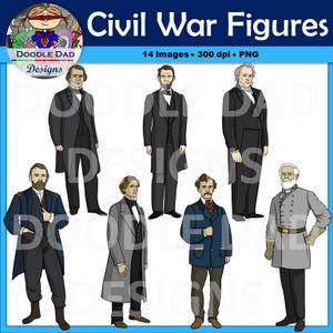 Civil War Clip Art (Abraham Lincoln, John Wilkes Boot, Robert E. Lee, Leaders)