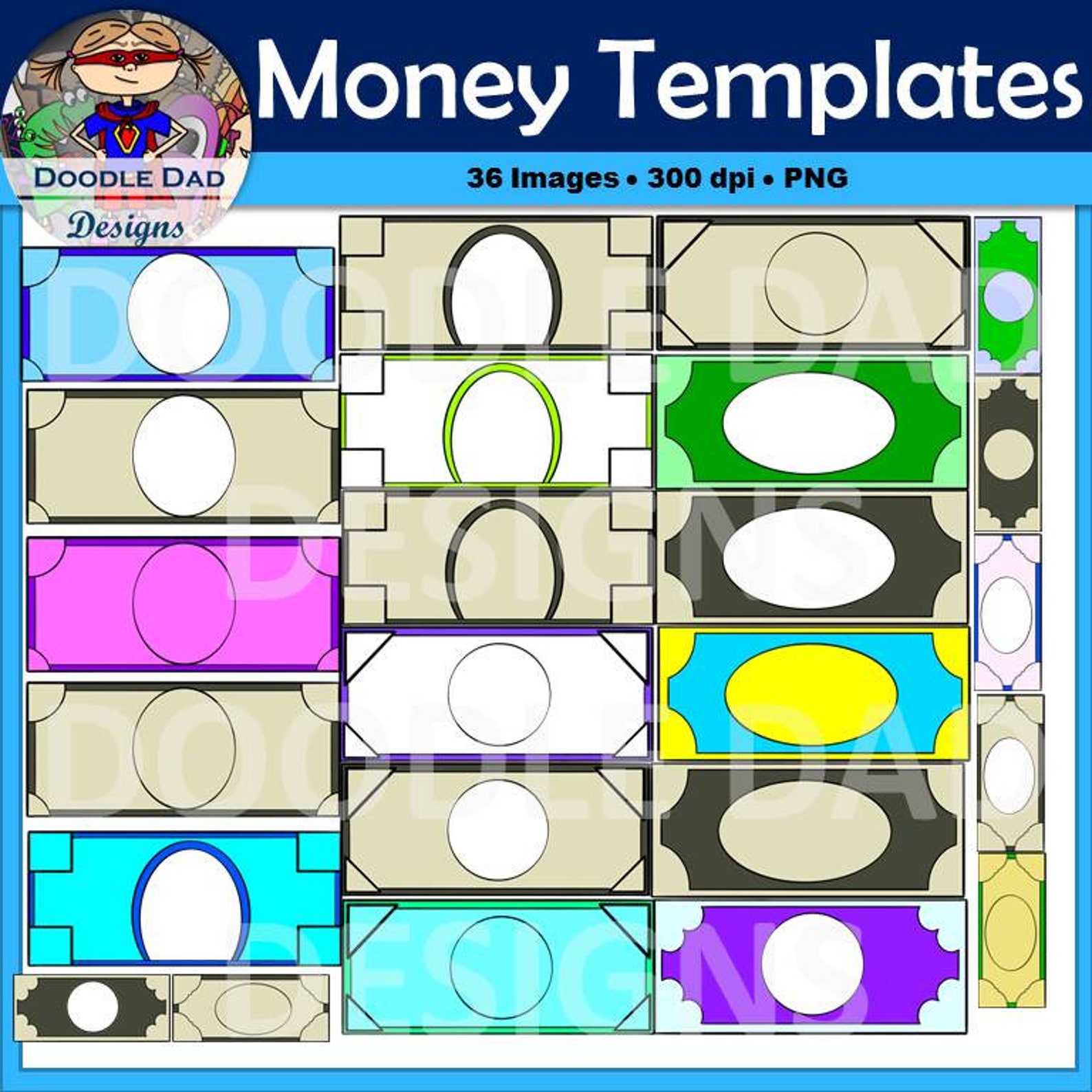 Money Template Clip Art (customizable, Currency, Finance, Reward, Bucks ...