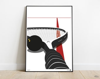Ilustración de raqueta de squash: Arte mural deportivo (descarga digital)