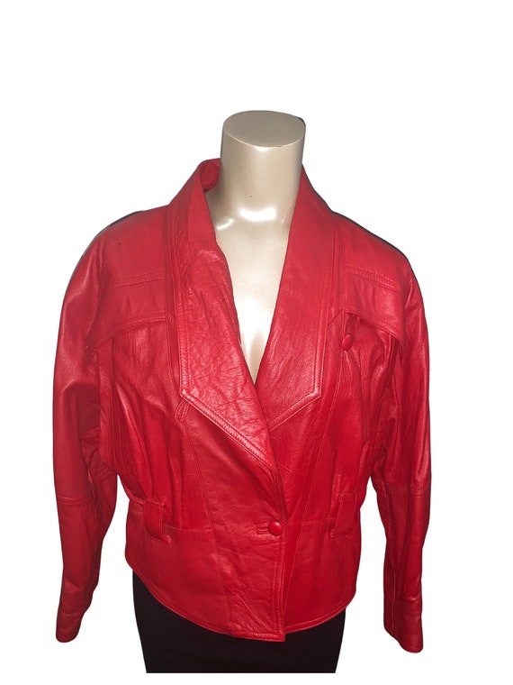Finnish Vintage A L Nahka-Asu 1980s Red Leather Jacket