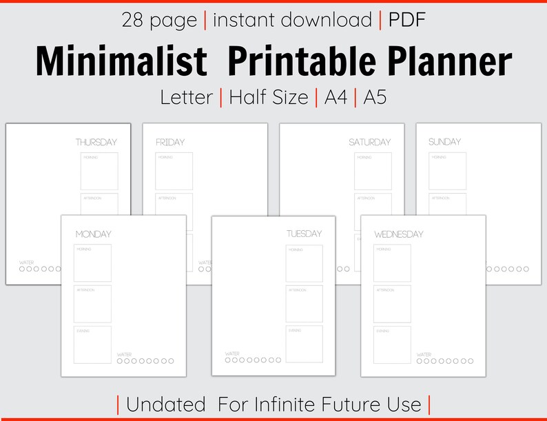 Minimalist Printable Planner Minimalist Planner Undated - Etsy