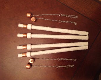 Tiki Torch Wicks with Copper Snuffer Caps & Wick Holders