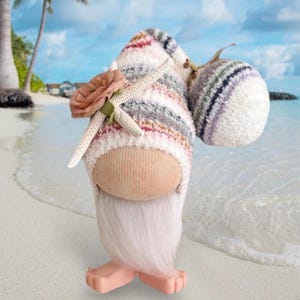 On Sale - Beachcomber Bearded Gnome - Tiered Tray Gnome - Kitchen Gnome - Farmhouse Gnome - Hawaiian Gnome - Tropical Gnome - Beach Gnome