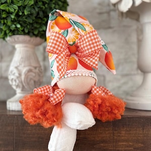 Orange Fruit Girl Gnome - Tiered Tray Gnome - Farmhouse Gnome - Kitchen Gnome - Spring / Summe Gnome - Gnomes - Holiday Gnome