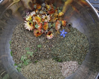 Let the Sun Shine In Tisane (Herbal Tea)Borage, Lemonbalm, Calendula Flowers, Dandelion Root, Dandelion Leaf, and Yarrow