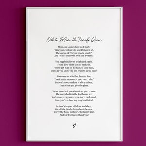 Ode To Mom Poem Print: Mother&#39;s Day Wall Art (Digital Download)