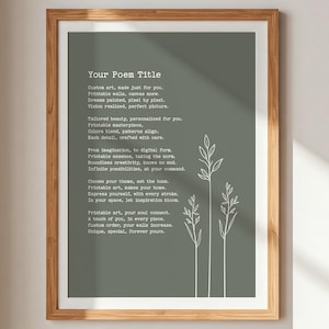 Custom Poem Print | Customizable Poem | One Of A Kind Poem Decor | Custom Gift For Her | Personalized Poster | Printable Wall Art