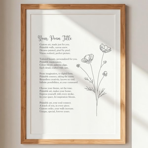 Custom Poem Print | Customizable Poem | One Of A Kind Poem Decor | Custom Gift For Her | Personalized Poster | Printable Wall Art