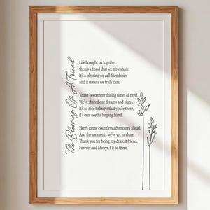 A Bênção de um Amigo | Poema de Amizade | Presente de Amizade | Download Digital | Arte de Parede para Imprimir