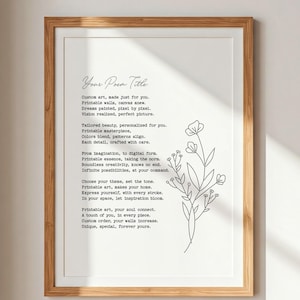 Custom Poem Print | Customizable Poem | One Of A Kind Poem Decor | Custom Gift For Her | Personalized Poster | Printable Wall Art