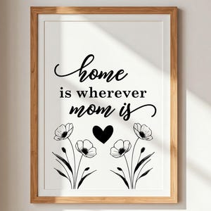 Arte de parede para a mãe | Impressão "O lar é onde a mãe está" | Presente sentimental para a mãe | Download digital | Arte de parede para impressão