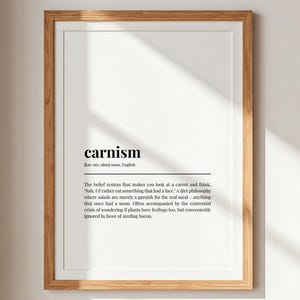 Carnism Definition Print | Dining Room Vegan Poster | Gift For Vegetarian | Printable Wall Art