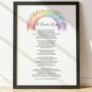 The Rainbow Bridge Poem | Pet Loss Memorial Print | Loss Of Pet | Sympathy Gift | Digital Download | Printable Wall Art
