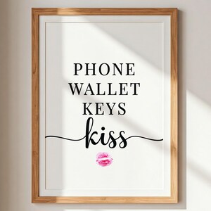 Decoración de puerta de entrada / Beso de llaves y billetera para teléfono / Arte de entrada / Decoración de apartamento / Arte de pared imprimible