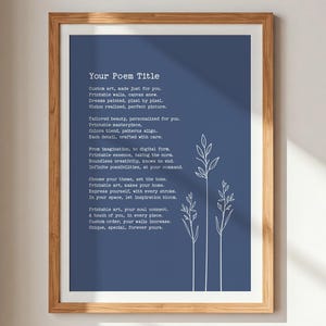 Custom Poem Print | Customizable Poem | One Of A Kind Poem Decor | Custom Gift For Her | Personalized Poster | Printable Wall Art