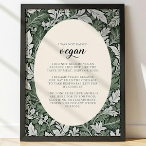 Vegan Statement Print | Animal Liberation Art | Sustainable Living Decor | Inspiring Vegan Gift | Botanical Green Print | Meatless Life