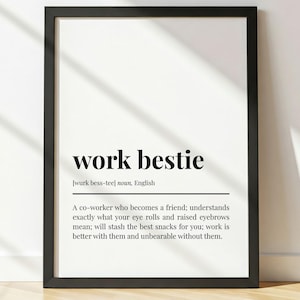 Définition de bestie au travail Impression | Cadeaux pour le travail et les amis | Décoration de bureau | Art mural imprimable