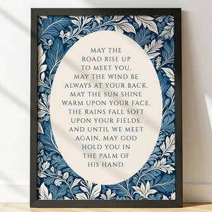 Irish Blessing Print: Blue Floral Wall Art (Digital Download)