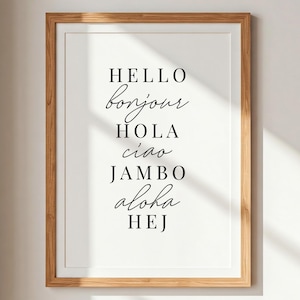 Mehrsprachiges Willkommensschild: Hallo in vielen Sprachen (Digitaler Download)