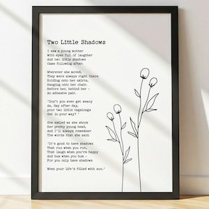 Poème des deux petites ombres sur une mère | Cadeau pour nouvelle maman | Art mural imprimable