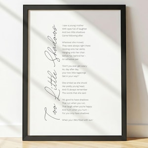 Two Little Shadows | Mothers Day Poem For Mom | Motherhood Poem | Printable Wall Art