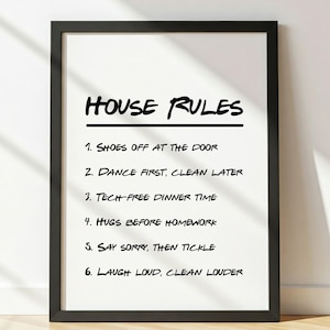 House Rules Print | Living Room Decor | Family House Rules Printable | Digital Download