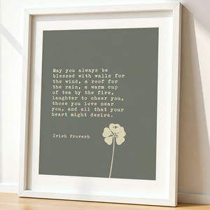 May You Always Be Blessed | Irish Proverb Print | Irish Blessing Art | Sage Green Wall Art | Home Decor Gift | Clover Print