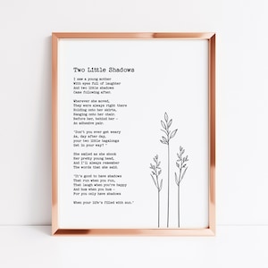 Poème des deux petites ombres | Impression poème pour chambre d'enfant | Cadeau d'anniversaire pour maman | Art mural imprimable