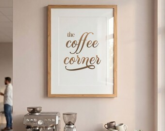 コーヒーコーナーのアートプリント、キッチンアート（デジタルダウンロード）