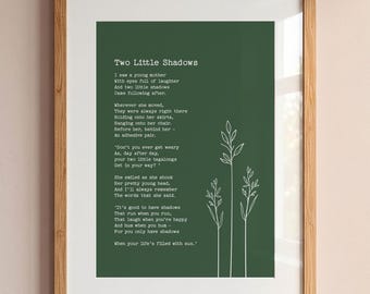 Moss Green Two Little Shadows Poem, Mother's Day Gift (Digital Download)