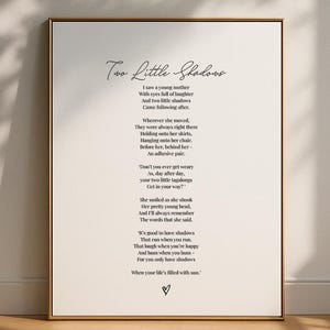 Two Little Shadows Poem | New Mom Gift | Nursery Decor | Printable Wall Art