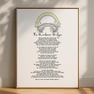 The Rainbow Bridge Poem | Pet Loss Memorial Print | Loss Of Pet | Sympathy Gift | Digital Download | Printable Wall Art