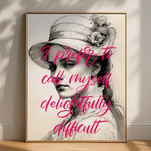 Feminist Art Print: Victorian Portrait, Pink Typography (Digital Download)