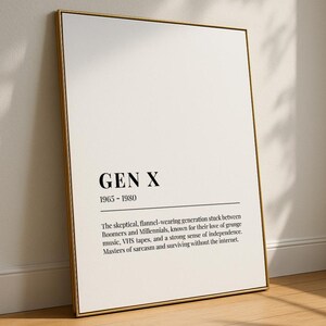 affiche de la génération X | Art mural génération X | Génération X | Cadeau génération X | Cadeau d'anniversaire nostalgie | Téléchargement numérique