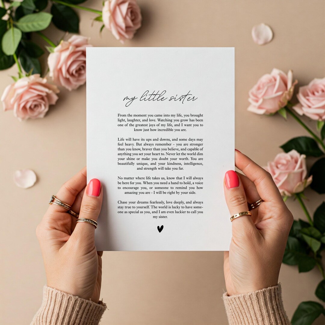 Sentimental Letters Sentimental Letter for Little Sister Birthday Gift | Digital Download ...