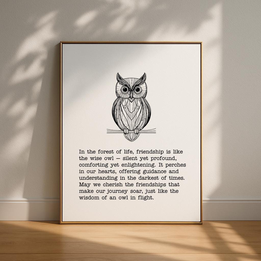 Buy Motivational Poster, Owl Friendship Quote Wall Art (digital Download)  Online in India - Etsy, image size:1024x1024