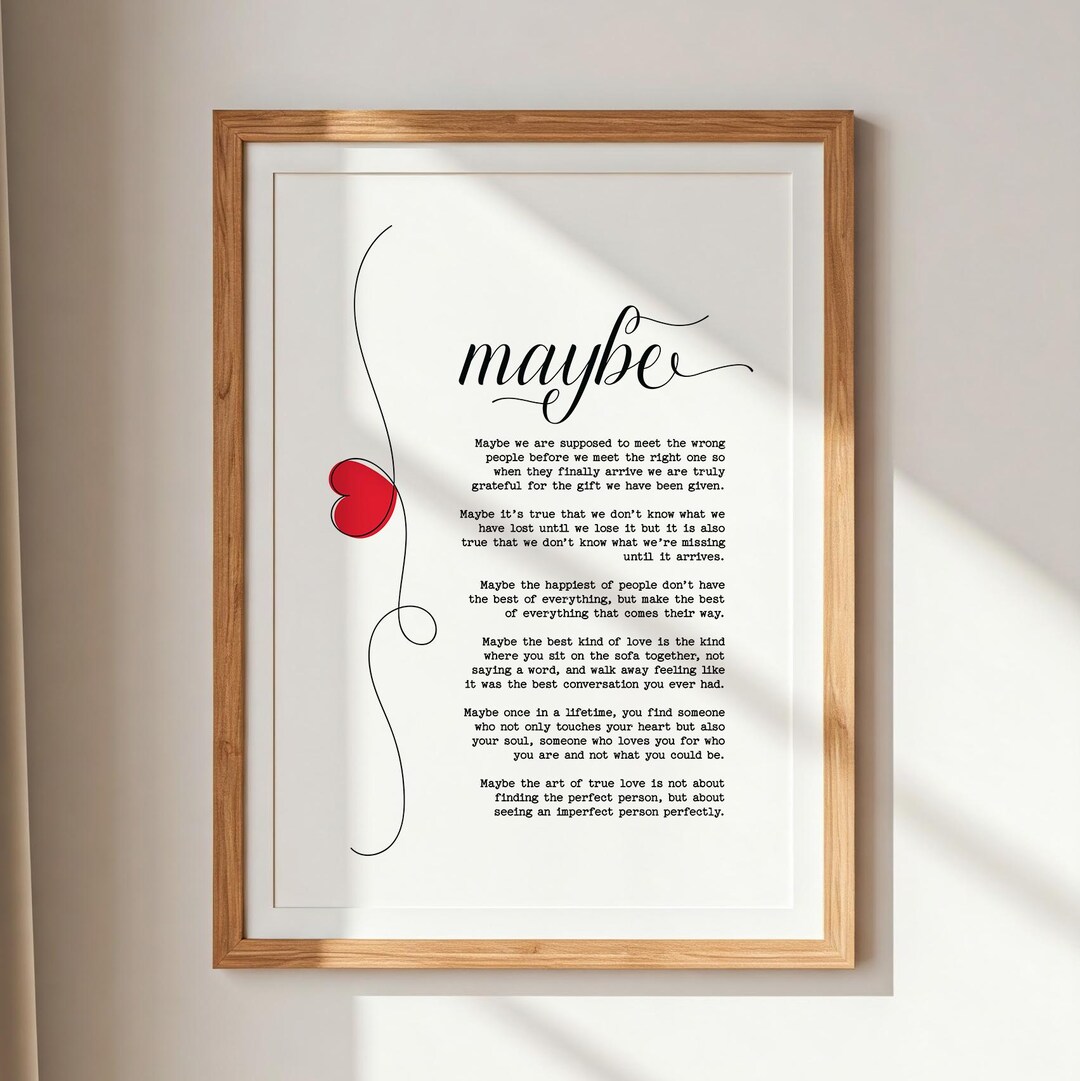 Maybe Poem Print | 2nd Anniversary Gift | Fiancé Gift for Her | Love ...