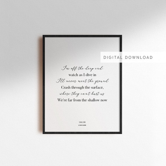 Shallow A Star Is Born Valentines Day Gifts Lyrics Poster Etsy