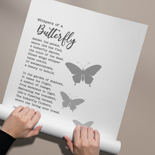 Whispers Of A Butterfly | Inspirational Poem Print | Butterfly Decor | Grief Poem | Condolence Gift | Memorial Poem | Printable Wall Art