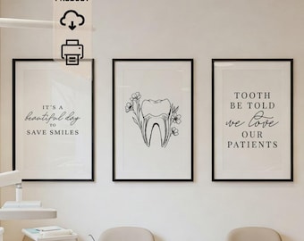 Dental Wall Art | Set Of 3 Dental Prints | Dental Office Decor | Printable Wall Art